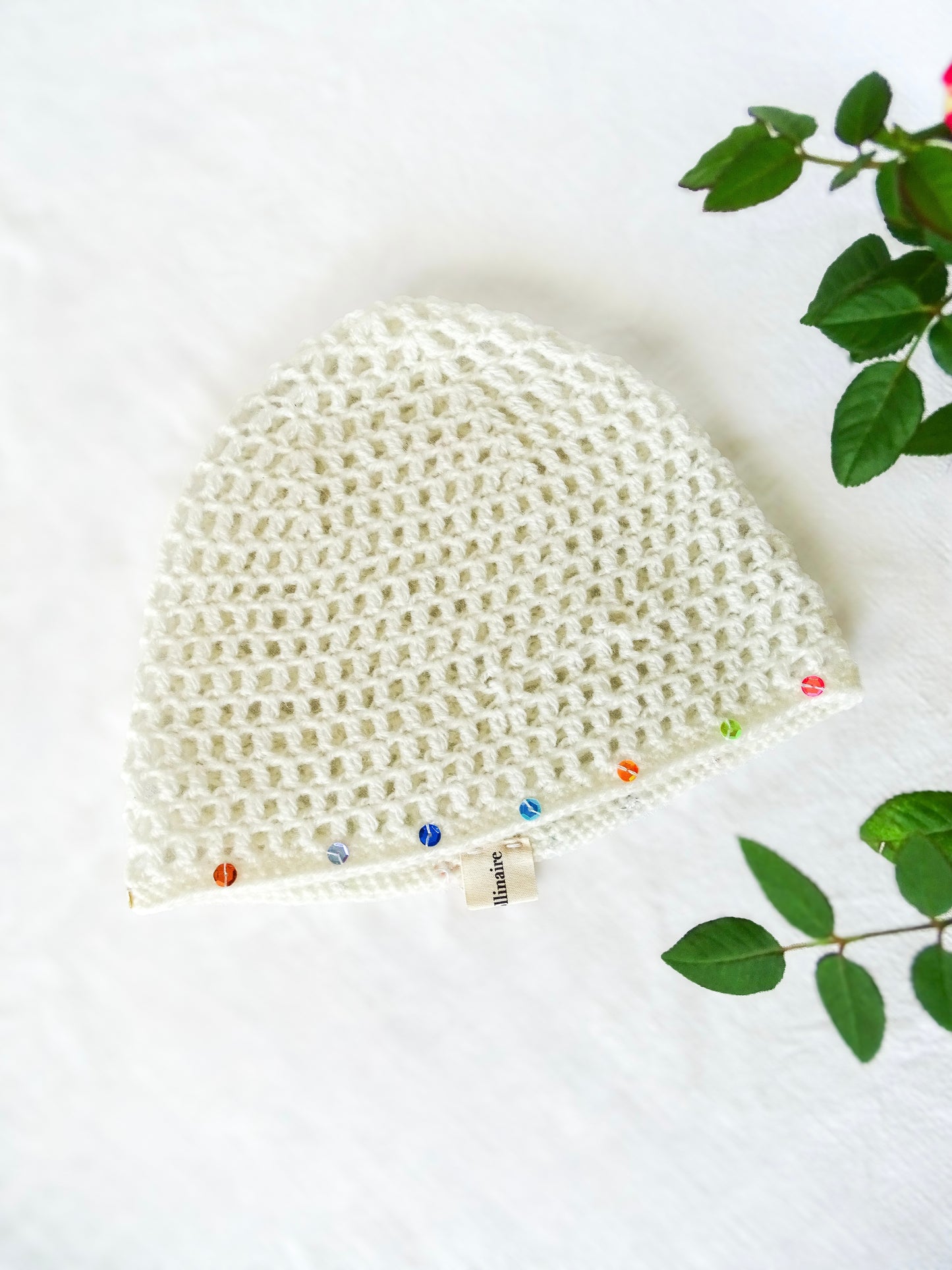 Bonnet Crochet Blanc