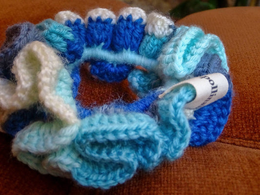 Chouchou crochet bleu gris