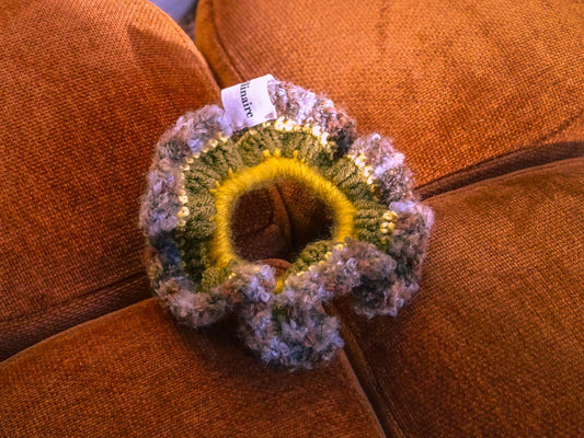 Chouchou crochet gris brun