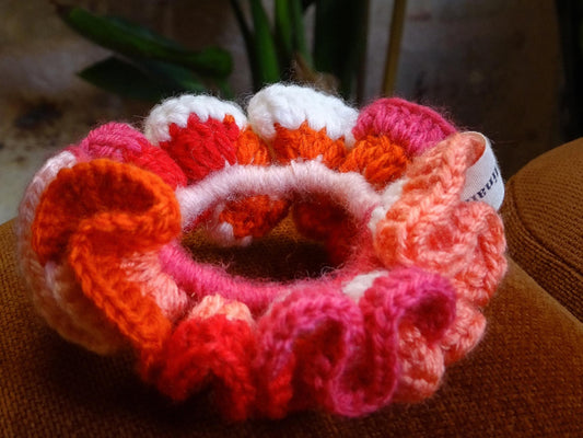 Chouchou crochet rose rouge