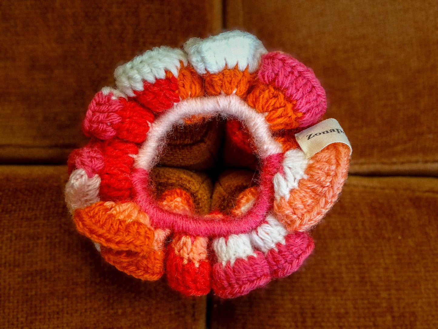 Chouchou crochet rose rouge