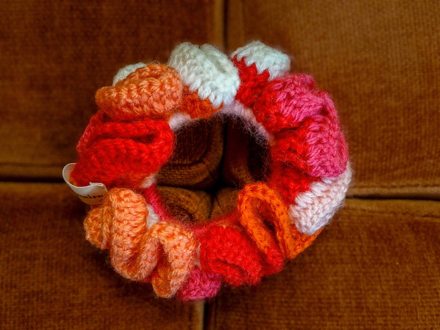 Chouchou crochet rose rouge